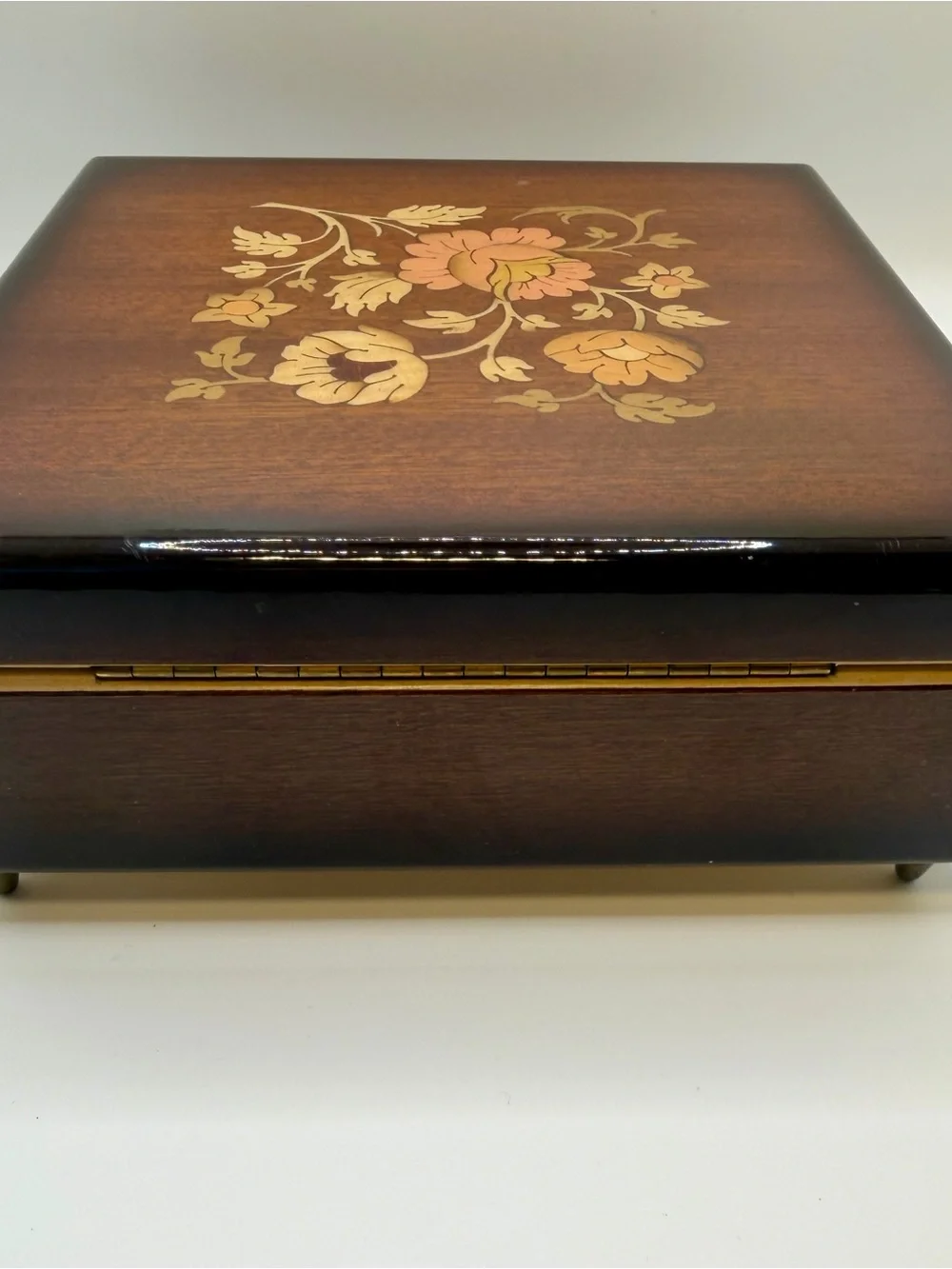 Vintage Italian Inlaid Wood Jewelry Box Floral Marquetry (For Repair / As-Is)